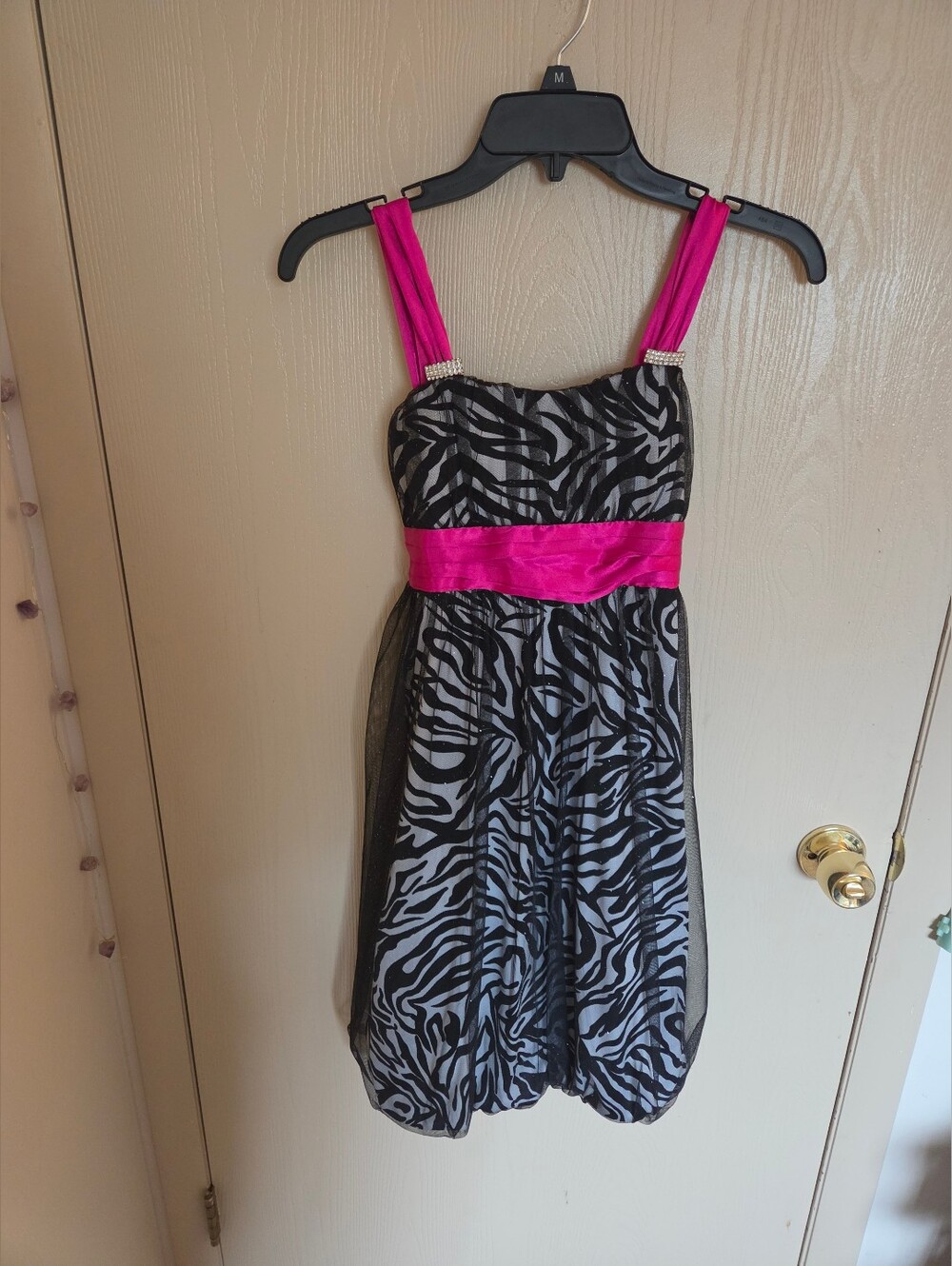 Speechless Kids Girls Size 16 Zebra Print Midi Dress Hot Pink Glitter Mesh Y2K